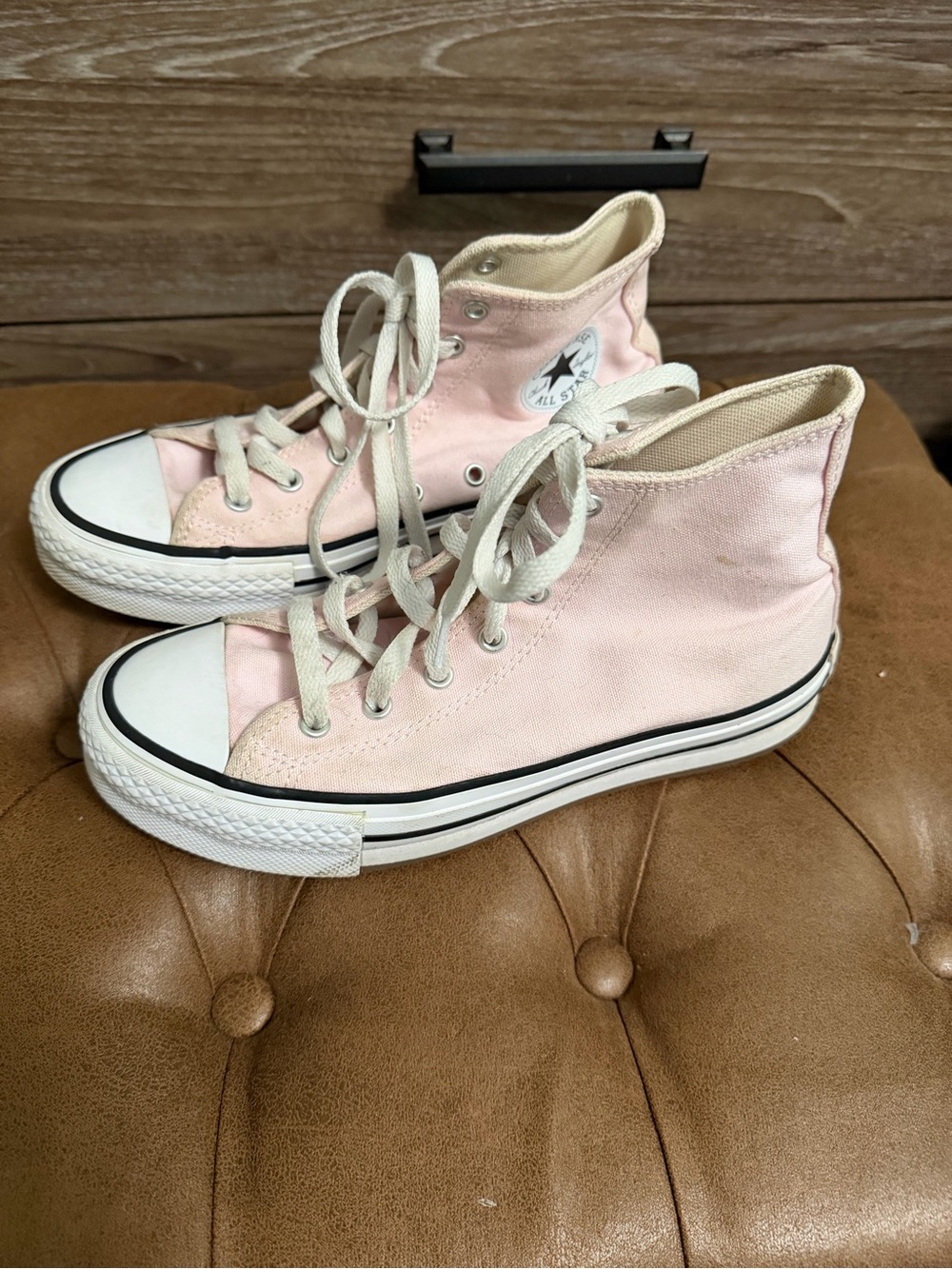 Converse Girls Pink Platform High Top Sneakers - Size 4.5